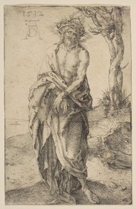 手を縛られた悲しみの男、1512年。 作： Albrecht Dürer