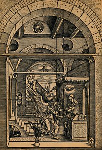 メアリー受胎告知、受胎告知、c1503。 作： Albrecht Dürer