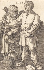 市場での農民夫婦、1519年。 作： Albrecht Dürer