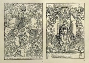 哲学とハプスブルク皇帝、本の4つの愛から「ニュルンベルクのコンラッドセルティスによって書かれた、1502 作： Albrecht Dürer