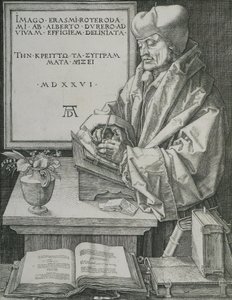 エラスムスの肖像、1526年 作： Albrecht Dürer