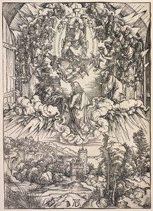 聖ヨハネの黙示録: 玉座の前の聖ヨハネ 作： Albrecht Dürer