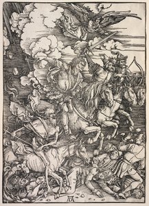 聖ヨハネの黙示録：四人の騎手、1511年。 作： Albrecht Dürer