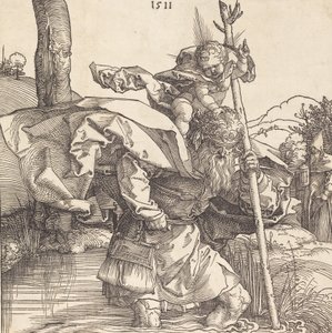 聖クリストファー、1511年。 作： Albrecht Dürer