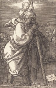 左向きの聖クリストファー、1521年。 作： Albrecht Dürer