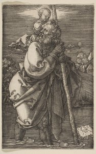 左向きのセントクリストファー、1521年。 作： Albrecht Dürer