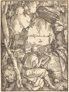 洞窟の聖ヒエロニムス 作： Albrecht Dürer