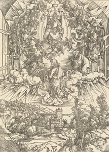 神と長老たちの前の聖ヨハネ、1498年。 作： Albrecht Dürer
