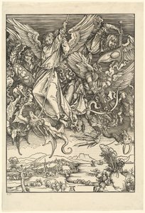 ドラゴンと戦う聖ミカエル 作： Albrecht Dürer