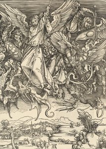 ドラゴンと戦う聖ミカエル、1498年。 作： Albrecht Dürer