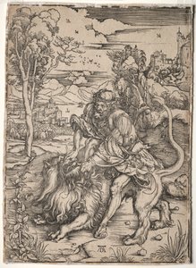 ライオンを殺すサムソン 作： Albrecht Dürer