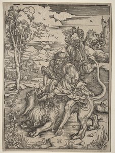 サムソン、獅子を倒す 作： Albrecht Dürer