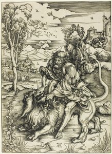 ライオンを引き裂くサムソン 作： Albrecht Dürer
