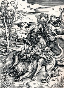 ライオンを打つサムソン、1497 1906 作： Albrecht Dürer