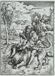 ライオンを倒すサムソン 作： Albrecht Dürer