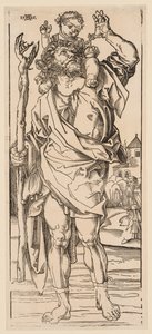 ストリームを横断するセントクリストファー、1528年。 作： Albrecht Dürer