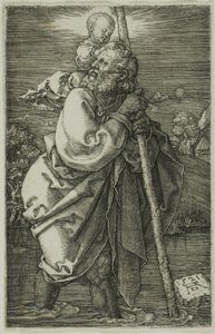 左向きの聖クリストファー 作： Albrecht Dürer