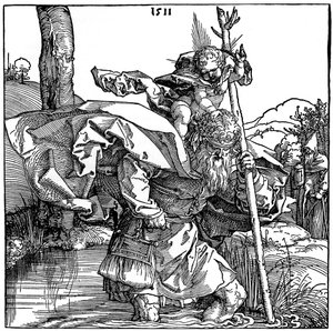 幼児キリストを運ぶ聖クリストファー、1511、1936 作： Albrecht Dürer