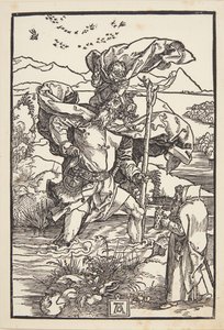 鳥の飛翔と荒野の聖クリストファー 作： Albrecht Dürer