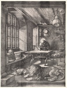 彼の研究における聖ジェローム、1514年。 作： Albrecht Dürer