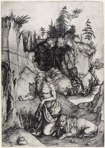 悔い改めの聖ジェロームc。 1497 作： Albrecht Dürer