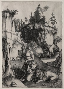 悔い改めの聖ジェロームc。 1497。 作： Albrecht Dürer
