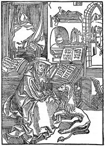 ライオンの足からとげを引っ張る彼の研究における聖ジェローム、1492、1936 作： Albrecht Dürer