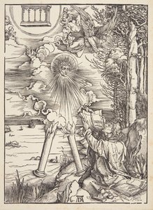 本をむさぼり食う聖ヨハネ 作： Albrecht Dürer