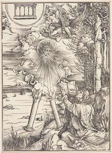 本をむさぼり食う聖ヨハネ 作： Albrecht Dürer