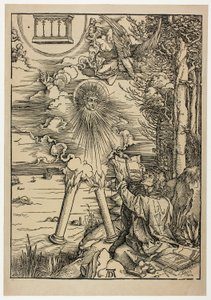 本をむさぼり食う聖ヨハネ、『黙示録』より 作： Albrecht Dürer