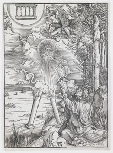 「黙示録」より、本をむさぼり食う聖ヨハネ 作： Albrecht Dürer