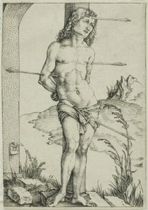 柱に縛られた聖セバスチャン 作： Albrecht Dürer