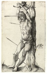 木に結ばれた聖セバスチャン、1501年頃 作： Albrecht Dürer