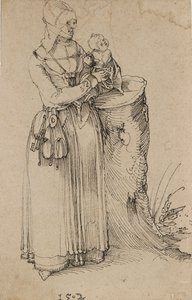 子供を抱く女性の立像、1502 作： Albrecht Dürer
