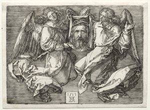 二人の天使が展示したスダリウム。 作： Albrecht Dürer