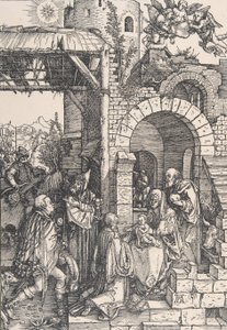 シリーズ「The Life of the Virgin」からのマギの崇拝、ca。 1502年。 1502年。 作： Albrecht Dürer