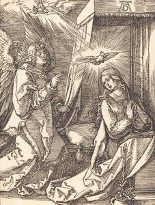 受胎告知、おそらくc。 15091510。 作： Albrecht Dürer