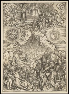 黙示録：5番目と6番目の封印の開封、1497-98年 作： Albrecht Dürer