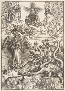 黙示録シリーズ、1511年の黙示録的な女性。 作： Albrecht Dürer