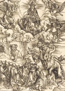 子羊のような 2 本の角を持つ獣、1498 年。 作： Albrecht Dürer