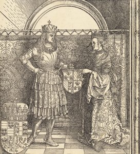 ブルゴーニュのメアリーとマクシミリアンの婚約、1511年。 作： Albrecht Dürer