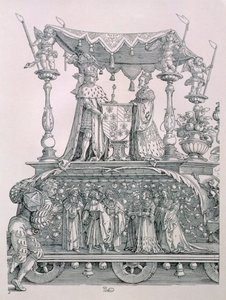 ブルゴーニュの結婚、またはドイツのマクシミリアン1世（1459-1519）の勝利の行列、マクシミリアンとブルゴーニュのマリア（1458-82）の結婚式の馬車を示す、パブ。 1526（詳細 作： Albrecht Dürer