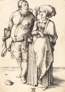 コックと彼の妻、c。 14961497。 作： Albrecht Dürer