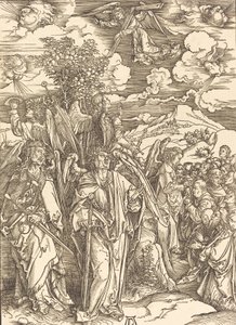 風をつかむ 4 人の天使、1498 年。 作： Albrecht Dürer