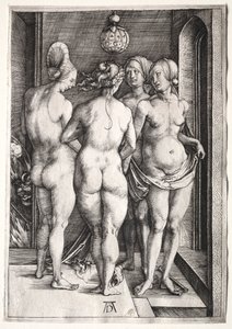 4人の魔女、4人の裸の女性、1497年。 作： Albrecht Dürer