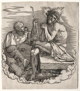 偉大な情熱：タイトルページ-悲しみの男、キリスト。 作： Albrecht Dürer
