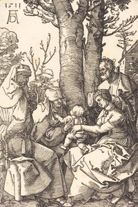 木の下にヨアヒムとアンネがいる聖家族、1511年。 作： Albrecht Dürer