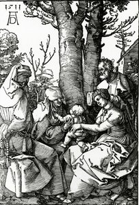 聖アンと聖ヨアヒムの聖家族、1511年（木版画） 作： Albrecht Dürer