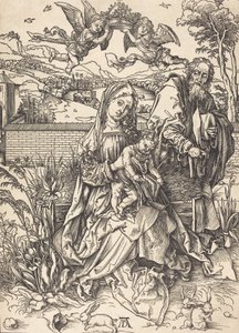 三兎のいる聖家族、c. 14971498。 作： Albrecht Dürer