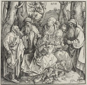 聖なる親族と二人の音楽天使 作： Albrecht Dürer